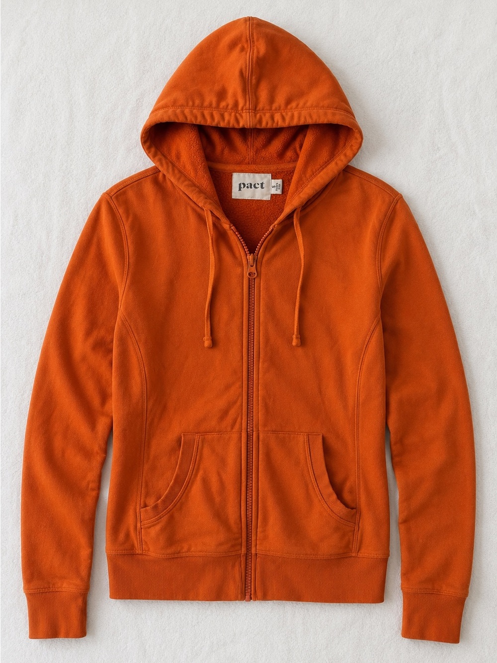 Pact Organic Cotton Fleece Blend Zip Hoodie Burnt Orange/Rust Size Small
